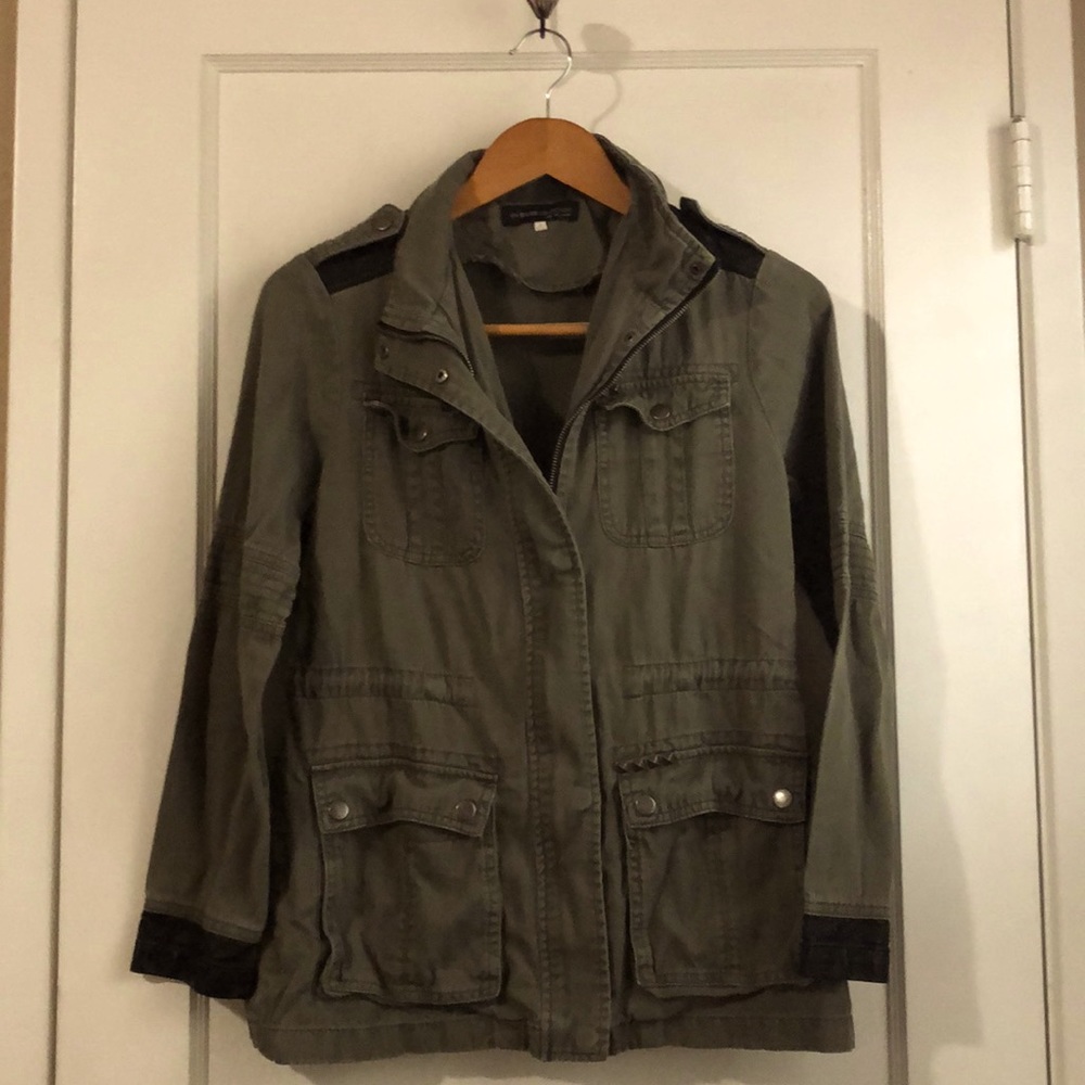 Military Inspired Jacket (w/ Faux Leather Accents)